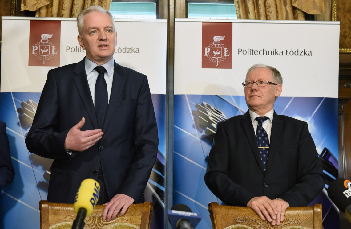 Minister Jarosław Gowin i rektor PŁ prof. Sławomir Wiak