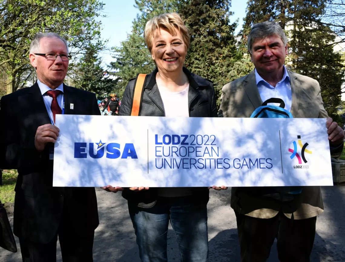 W czasie konferencji prasowej: rektor prof. Sławomir Wiak, prezydent Hanna Zdanowska, marszałek Witold Stępień