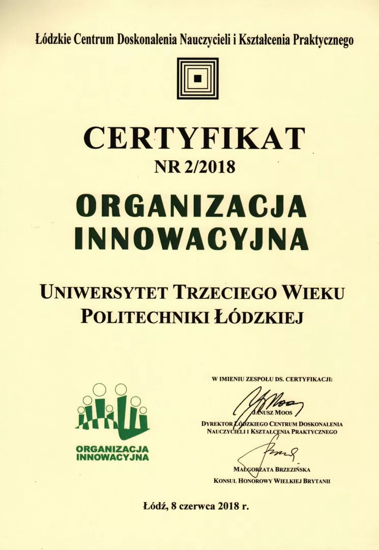 Wyróznienie dla UTW PŁ