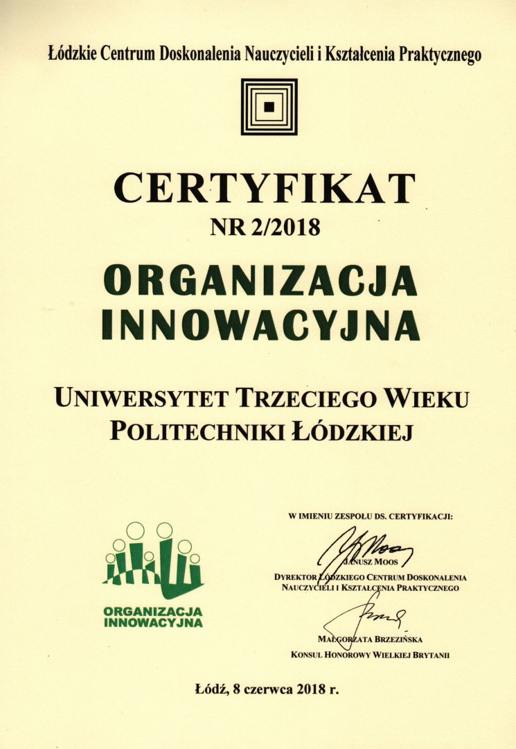 Wyróznienie dla UTW PŁ