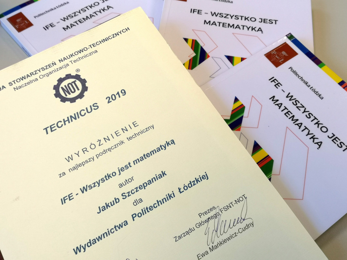 Publikacja dr. Jakuba Szczepaniaka otrzymała wyróżnienie w konkursie TECHNICUS 2019
