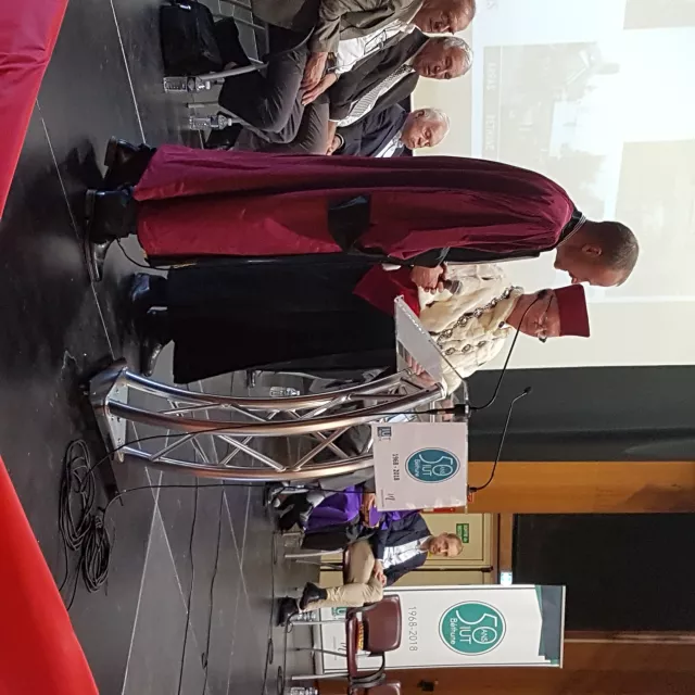 Rektor PŁ prof. Sławomir Wiak oraz promotor doktoratu honoris causa prof. Jean-Philippe Lecointe